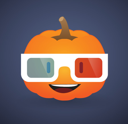 Illustration of a cute pumpkin avatar wearing glassesのイラスト素材