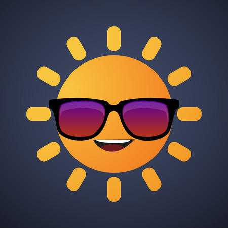 Illustration of a cute sun avatar wearing glassesのイラスト素材