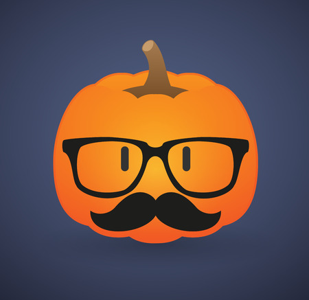 Illustration of a hipster   pumpkin wearign glasses and moustacheのイラスト素材
