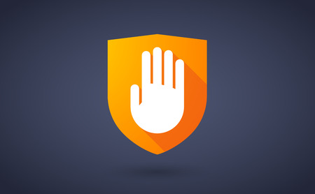 Illustration of a long shadow shield icon with a handのイラスト素材