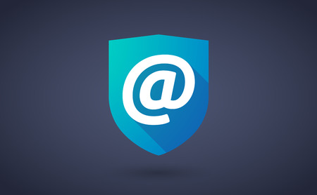 Illustration of a long shadow shield icon with an email signのイラスト素材