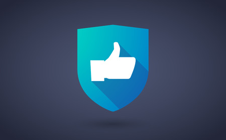 Illustration of a long shadow shield icon with a handのイラスト素材