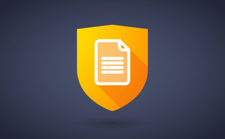 Illustration of a long shadow shield icon with a documentのイラスト素材