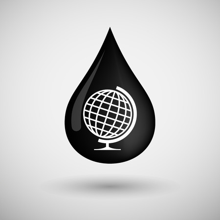 Illustration of an oil drop icon with a world globeのイラスト素材