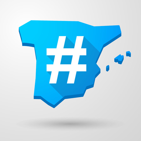 Illustration of a Spain map icon with a hash tagのイラスト素材