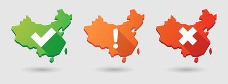 Illustration of a China map survey icon setのイラスト素材