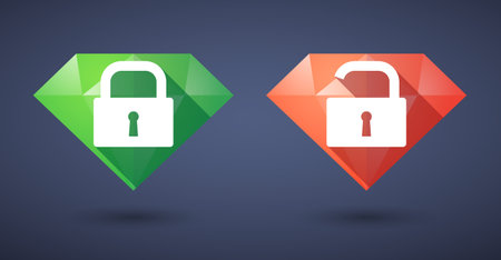 Illustration of a lock pad diamond icon setのイラスト素材