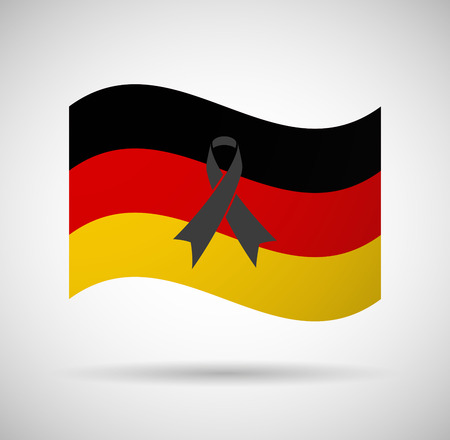 Illustration of a Germany flag with a black ribbonのイラスト素材