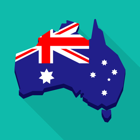illustration of an Australia map with the national flagのイラスト素材