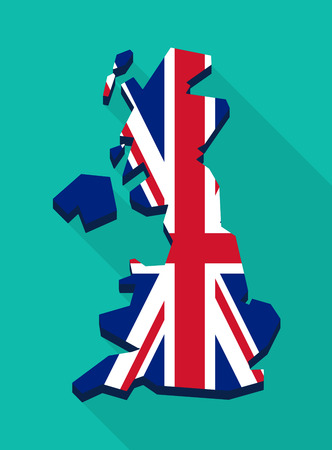 Long shadow United Kingdom map with the Union Jackのイラスト素材