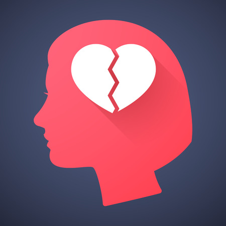 Illustration of a female head silhouette with a heartのイラスト素材