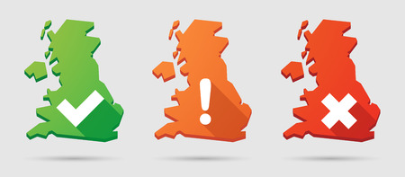Long shadow UK map icon set with survey signsのイラスト素材