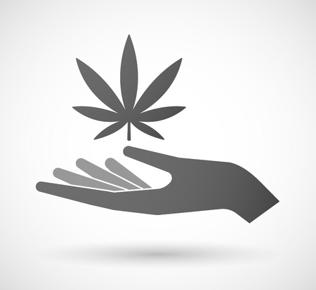 Illustration of a hand giving a marijuana leafのイラスト素材