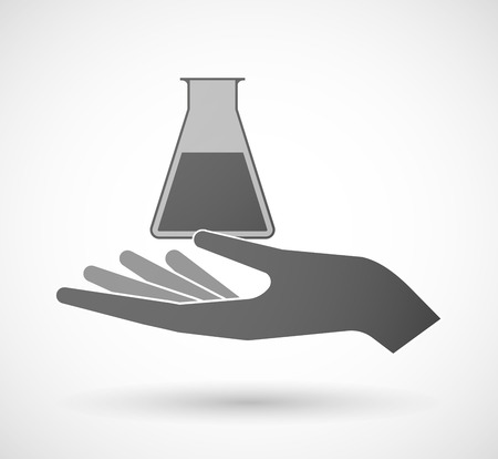 Illustration of a hand giving a chemical test tubeのイラスト素材