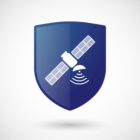 Illustration of a shield icon with a satelliteのイラスト素材