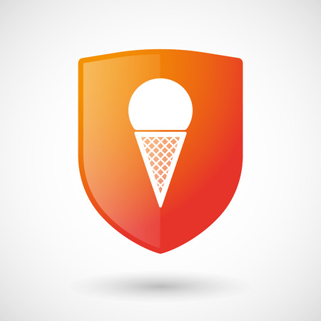 Illustration of a shield icon with a a cone ice creamのイラスト素材