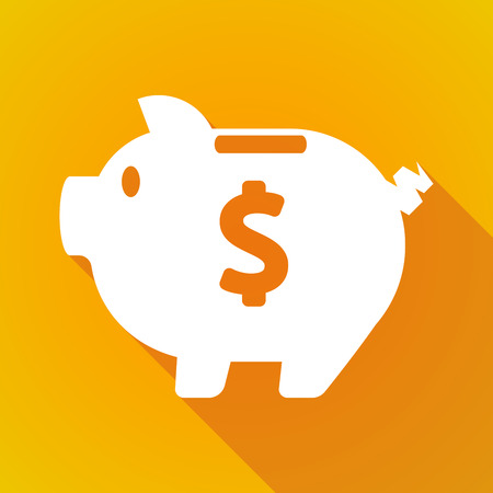Illustration of a long shadow piggy bank iconのイラスト素材