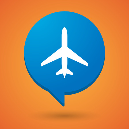 Illustration of a comic balloon icon with a planeのイラスト素材
