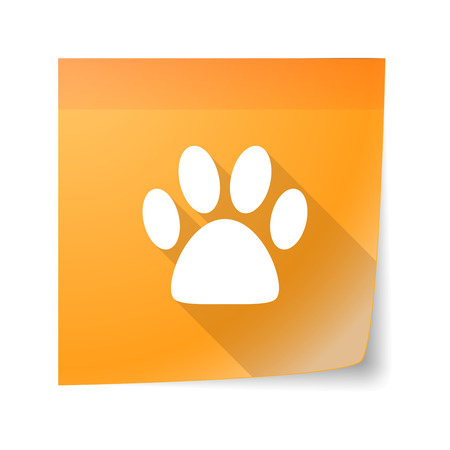 Illustration of a sticky note icon with an animal footprintのイラスト素材