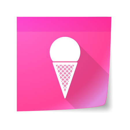 Illustration of a sticky note icon with a cone ice creamのイラスト素材