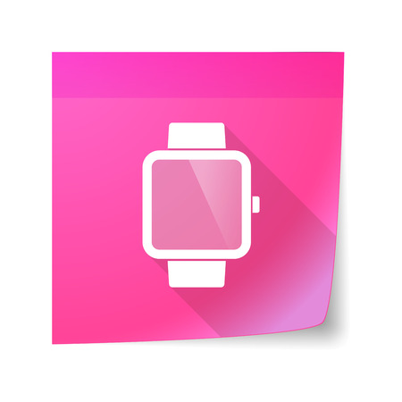 Illustration of a sticky note icon with a smart watchのイラスト素材