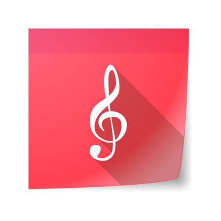 Illustration of an isolated sticky note icon with a g clefのイラスト素材