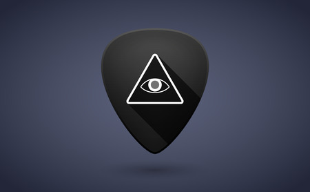 Illustration of a black guitar pick icon with an all seeing eyeのイラスト素材
