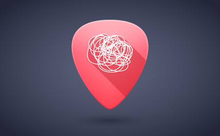 Illustration of a red guitar pick icon with a doodleのイラスト素材