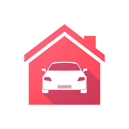 Illustration of a red house icon with a carのイラスト素材