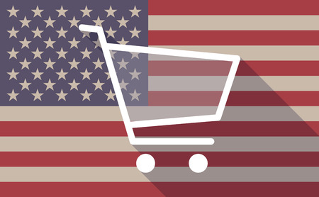 Illustration of an USA flag icon with a shopping cartのイラスト素材