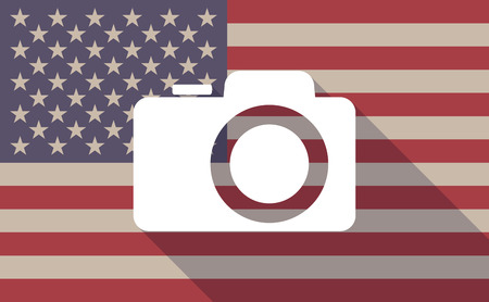 Illustration of an USA flag icon with a cameraのイラスト素材