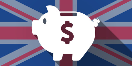 Illustration of an UK flag icon with a piggy bankのイラスト素材