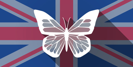 Illustration of an UK flag icon with a butterflyのイラスト素材