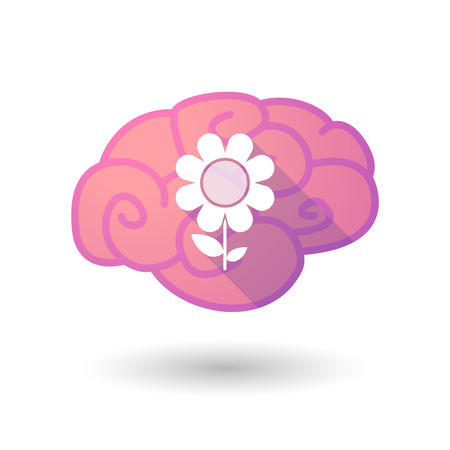 Illustration of a pink brain with a flowerのイラスト素材
