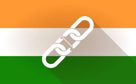 Illustration of an India flag icon with a chain