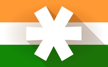 Illustration of an India flag icon with an asteriskのイラスト素材