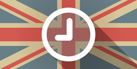 Illustration of a UK flag icon with a clockのイラスト素材
