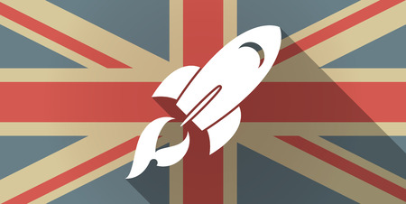 Illustration of a UK flag icon with a rocketのイラスト素材