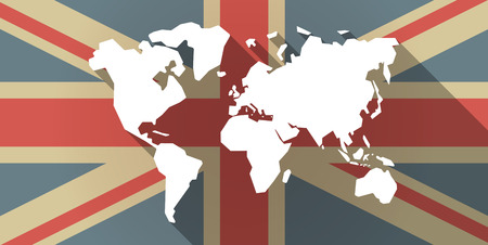 Illustration of a UK flag icon with a world mapのイラスト素材