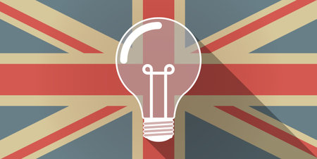 Illustration of a UK flag icon with a light bulbのイラスト素材
