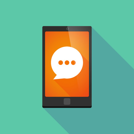 Illustration of a long shadow phone icon with a comic balloonのイラスト素材