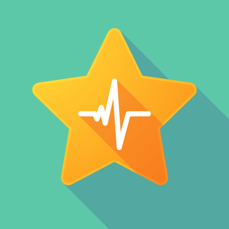 Illustration of a long shadow star with a heart beat signのイラスト素材