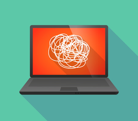 Illustration of a laptop icon with a doodleのイラスト素材