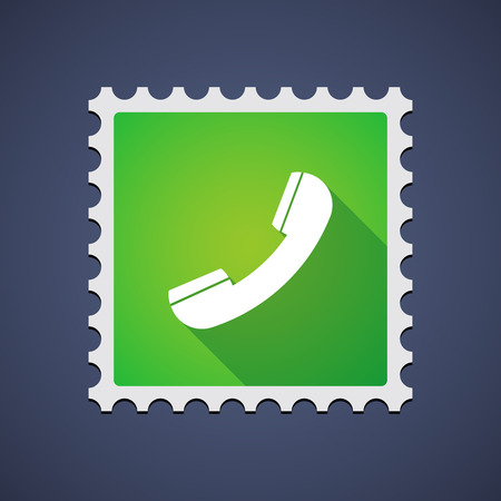 Illustration of a green mail stamp icon with a phoneのイラスト素材