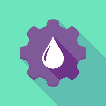 Illustration of a long shadow gear icon with a fuel dropのイラスト素材