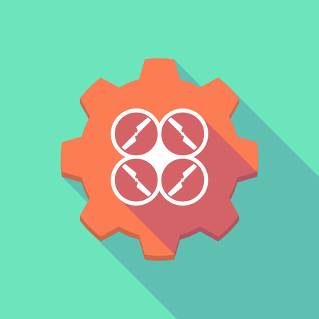 Illustration of a long shadow gear icon with a droneのイラスト素材