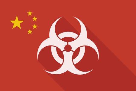 Illustration of a China long shadow flag with a biohazard signのイラスト素材