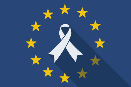 Illustration of an European Union  long shadow flag with a ribbonのイラスト素材