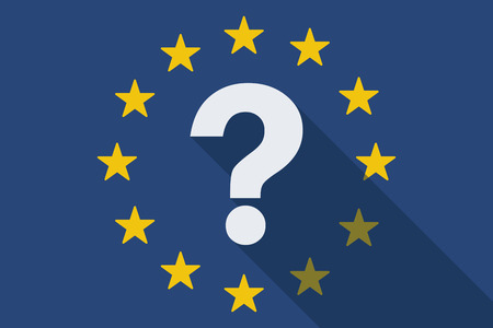 Illustration of an European Union long shadow flag with a question signのイラスト素材