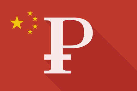 Illustration of a China long shadow flag with a ruble signのイラスト素材